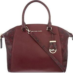 MK Burgundy Snakeskin Shoulder Bag